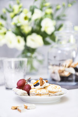 Pastry grapes bunch of flowers on the table
