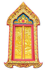 Fototapeta na wymiar Thai temple door on white background with working path