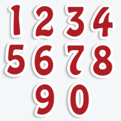 The set of numbers with a red knit pattern