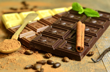 Different chocolate bars.