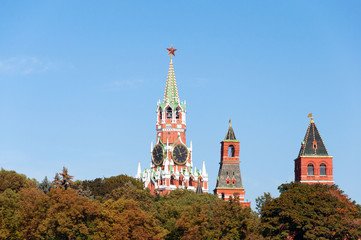 Moscow  Tower  Kremlin against the background of autumn trees