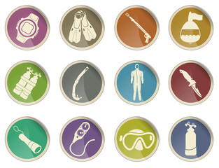 Diving icon set