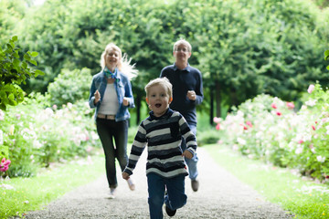 Happy family outdoor.