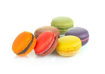 French macaroons on white background