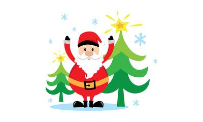 santa with christmas tree