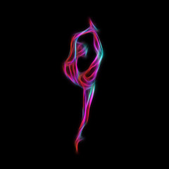 Creative silhouette of gymnastic girl. Art gymnastics 