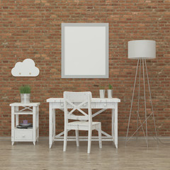 kids bedroom interior 3d rendering image