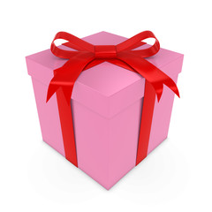 Valentine's Day Gift Box - 3D render of a Pink Box with Red Ribbon