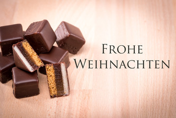 Dominosteine mit Frohe Weihnachten