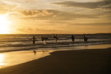Kids playing on beach