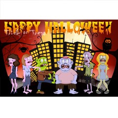 Zombie In The City Vector Illustration For Happy Halloween