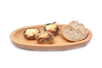 Baked mushrooms  and bread