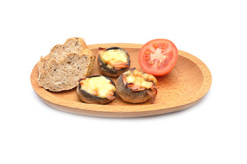 Baked mushrooms with tomatoes and bread