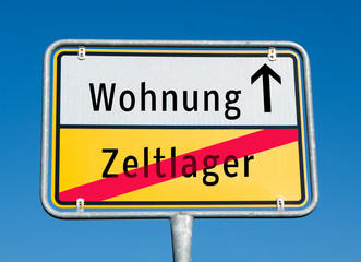 Ortstafel Wohnung/Zeltlager