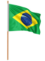 3D Brazilian flag (clipping path included)