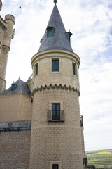 Fototapeta na wymiar Medieval tower, alcazar castle city of Segovia, Spain. Old town