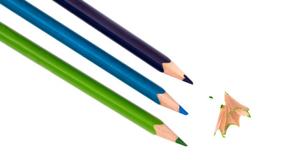 Three colored pencils