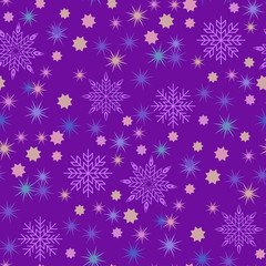 Vector Christmas seamless pattern with snowflakes and stars