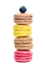 Colorful Macaroons on White Background