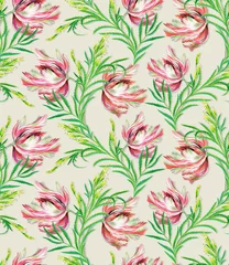  seamless tulip and herbs pattern © rosapompelmo