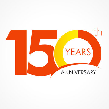 150 years anniversary logo. Template logo 150th anniversary with a circle in the form of a graph and the number 15