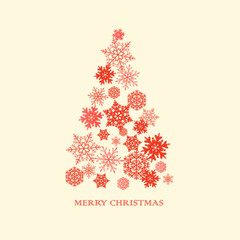 Fototapeta na wymiar New year background with Christmas tree made of paper snowflakes