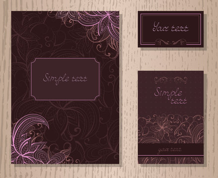 Vector set of templates invitations or greeting cards with decor