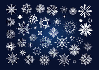 Vector Christmas set of snowflakes and stars
