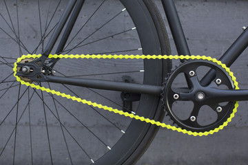 Details of fixie bike. Fixed bike.