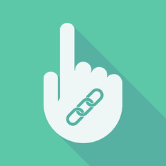 Long shadow pointing finger hand with a chain