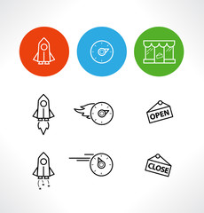 Fast Start, set vector icon