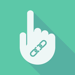 Obraz premium Long shadow pointing finger hand with a broken chain