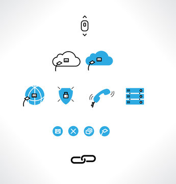 Communication and IT set icon.