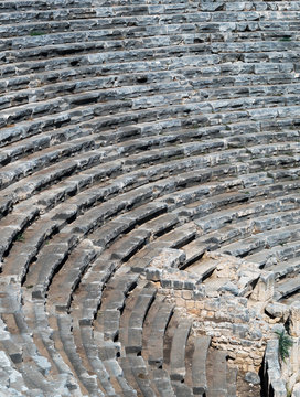 Old antique theater - amphitheater with tribunes. 