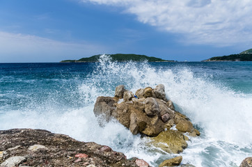 Storm wave on the sea