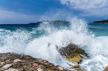 Storm wave on the sea