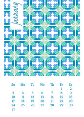 Calendar page with a plant pattern  