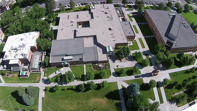 Aerial Snow College Ephraim Utah buildings HD 091