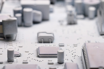 Microelectronics, white background chips concept