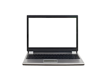 laptop with blank screen isolated on white