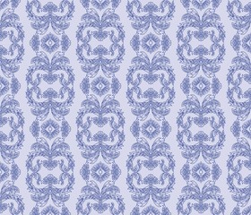 Classic ornament damask style for design. Royal blur color. Vector