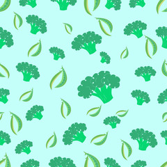 Seamless pattern broccoli and peas vector