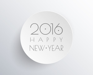 Happy new 2016 year. Greetings card. minimal white design. Vecto