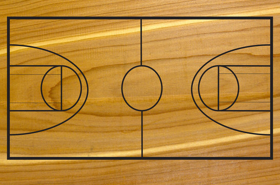 Basketball court on wood