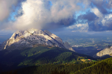 Fototapeta na wymiar Unzillaitz mountain peak