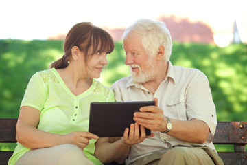 Seniors using tablet