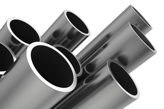 Steel Pipes on a white background. 