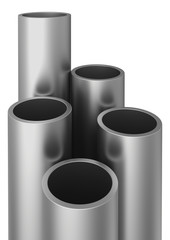 Steel Pipes on a white background. 
