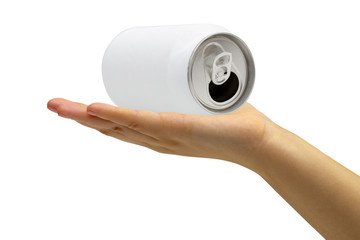 aluminum cans on the white background