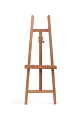 Wooden painter easel isolated on white